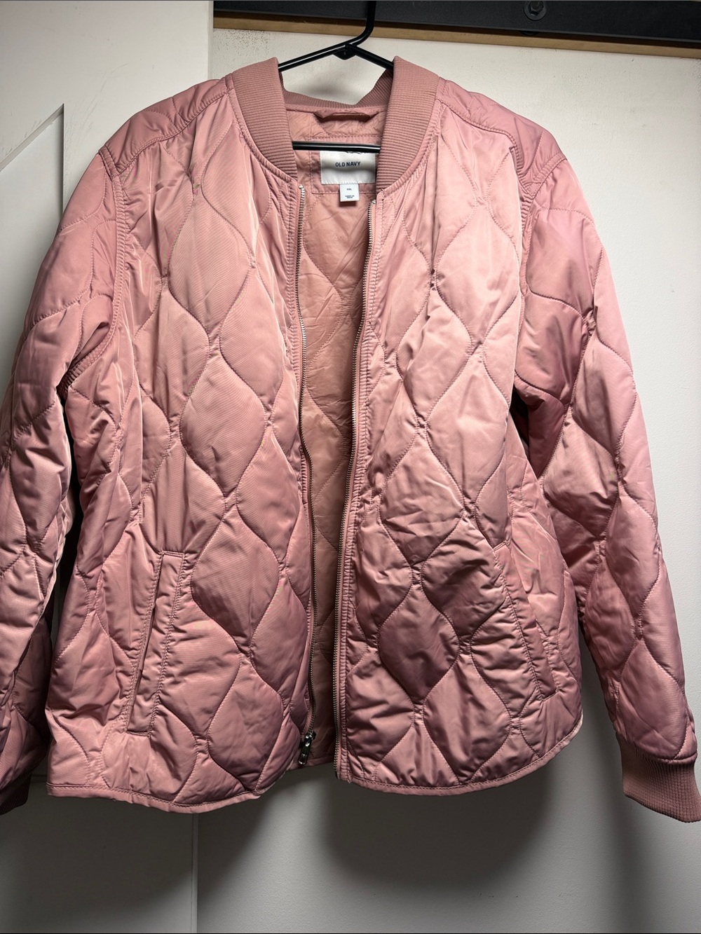 Old Navy Quilted Blush Pink Bomber Jacket